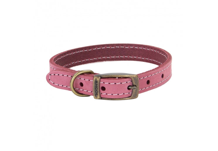 Ancol Timberwolf Leather Collar Raspberry