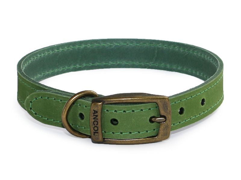Ancol Timberwolf Leather Collar Green