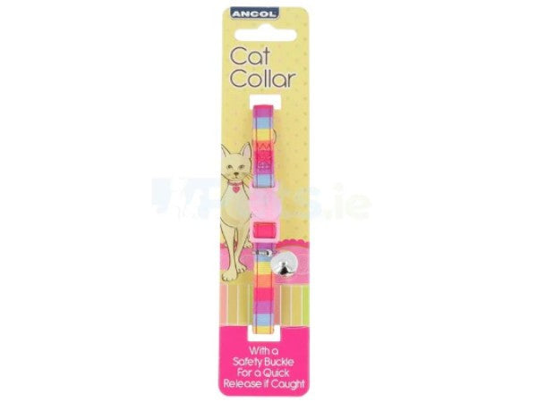 ANCOL PINK RAINBOW CAT COLLAR 20-30CM