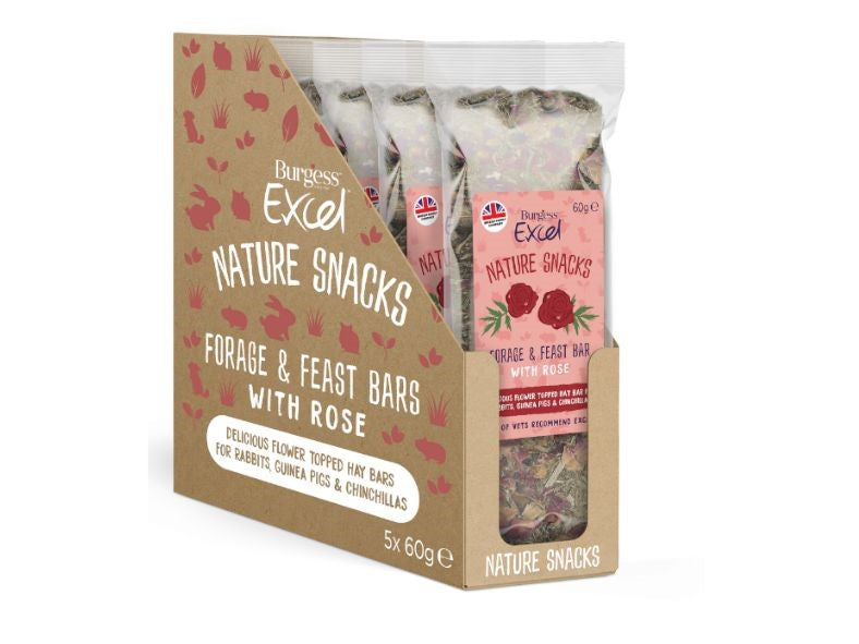 Burgess Excel Forage and Feast Bar rose 60g - Valuepet.ie