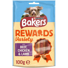Purina Bakers Rewards Variety Dog Treats Beef Chicken and Lamb 100g - Valuepet.ie
