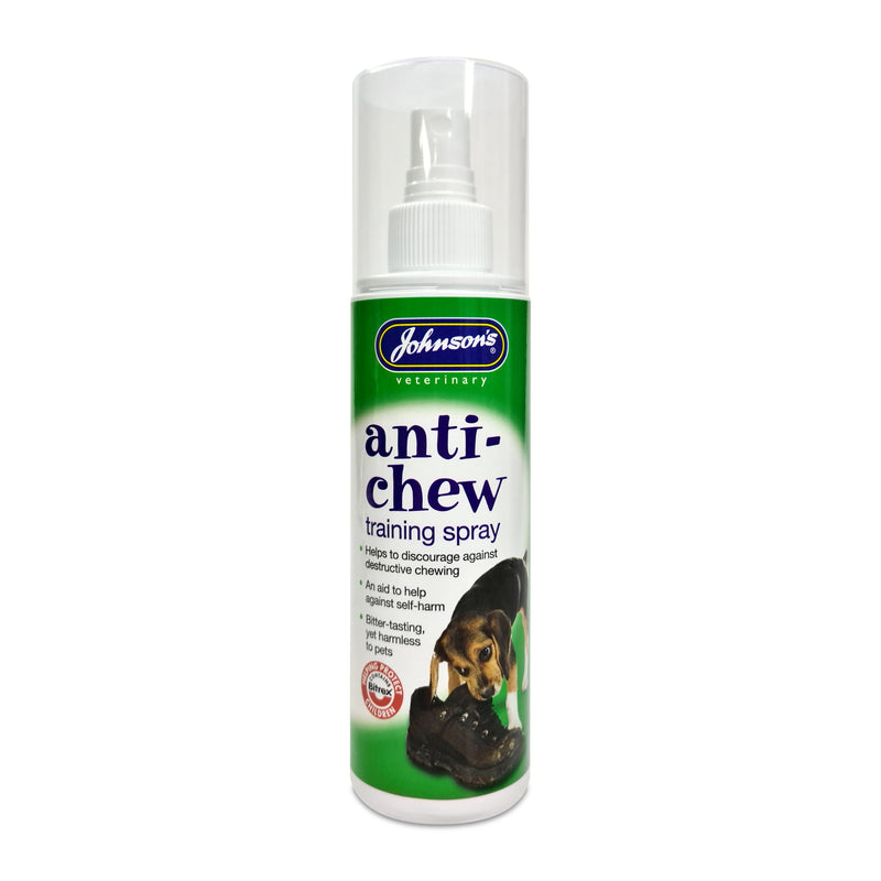 Johnson's Anti Chew Training Spray 150ml pump spray bottle, front