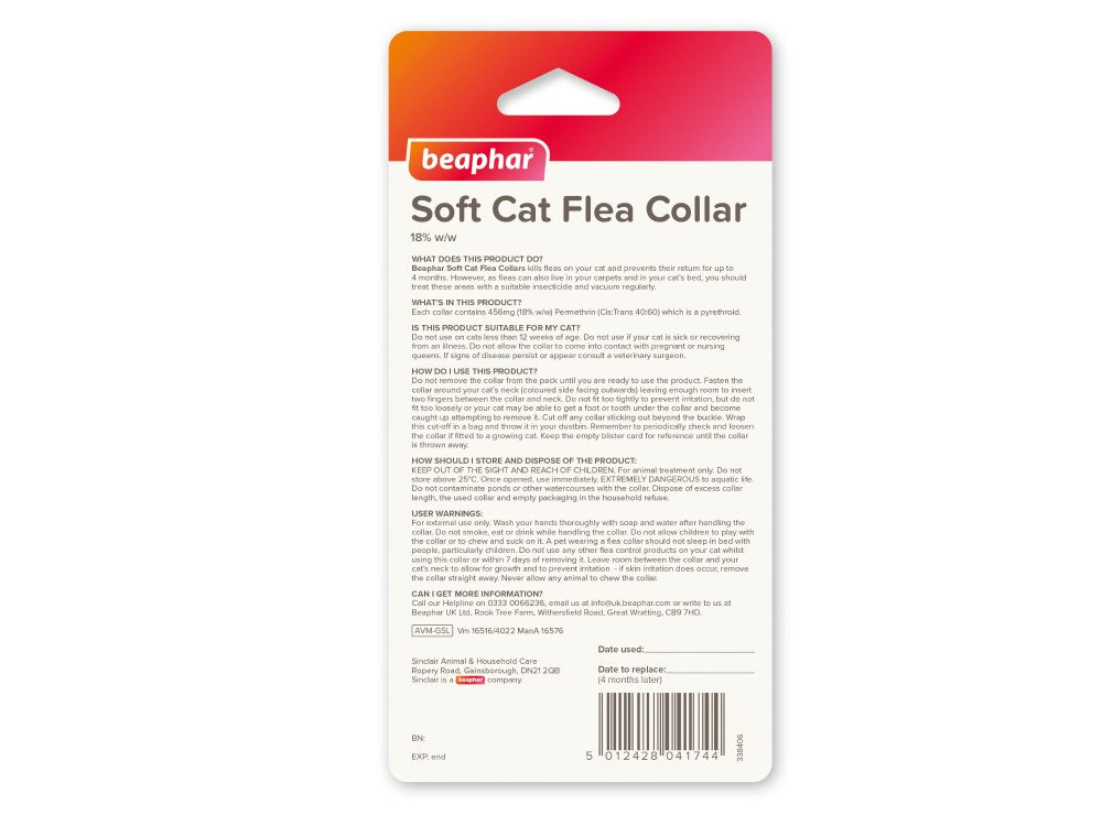 BEAPHAR CAT SOFT FLEA COLLAR REFLECTIVE - Valuepet.ie