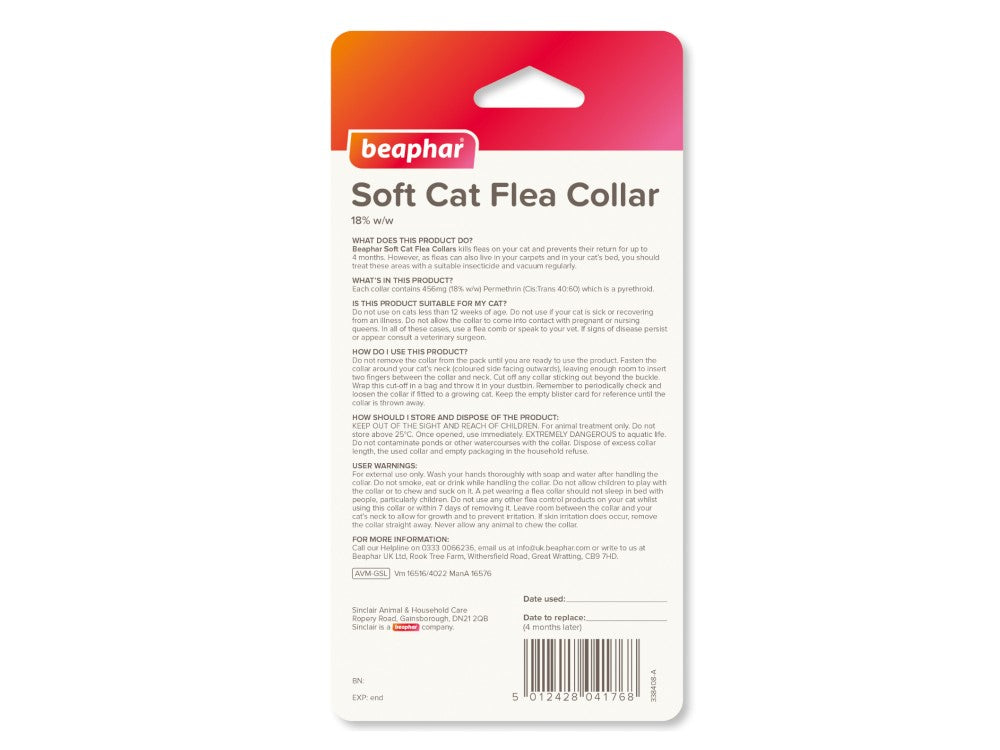BEAPHAR CAT SOFT FLEA COLLAR GLITTER - Valuepet.ie