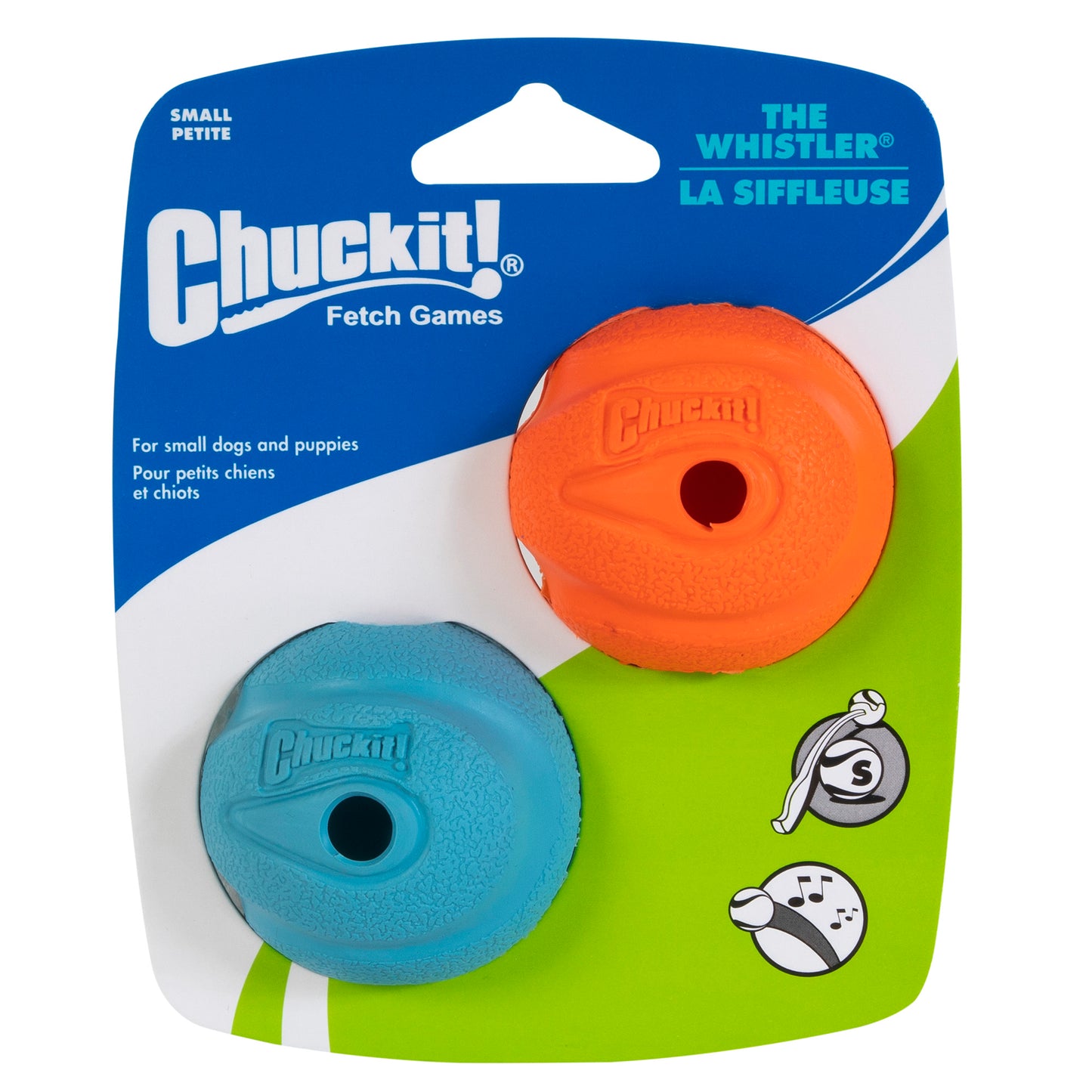 Chuckit! Small Whistle Fetch Ball 2 Pack for Dogs