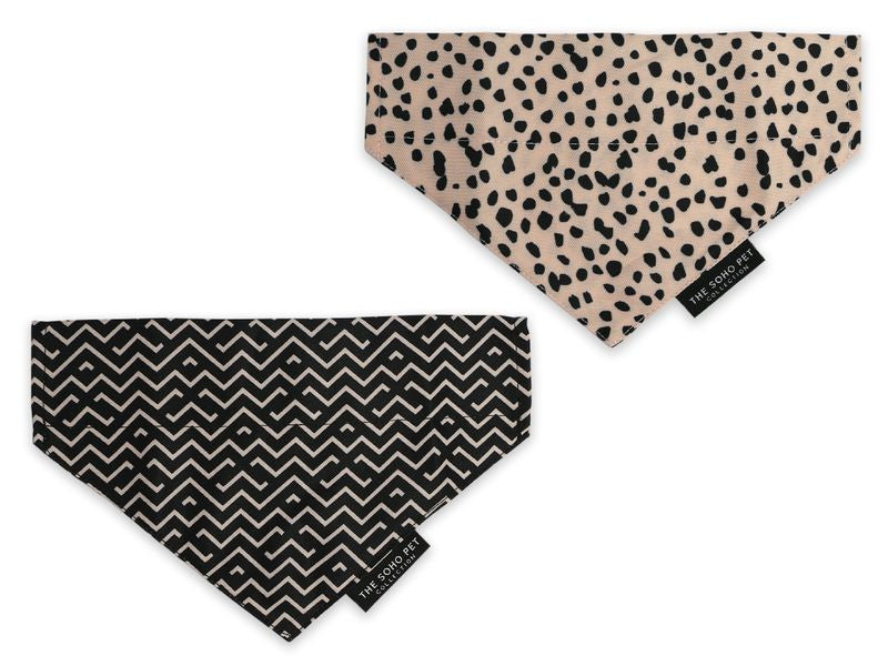 Soho Pet Bandana 2 pack Dalmation/Zigzag - 100% recycled fabric - PetWorld