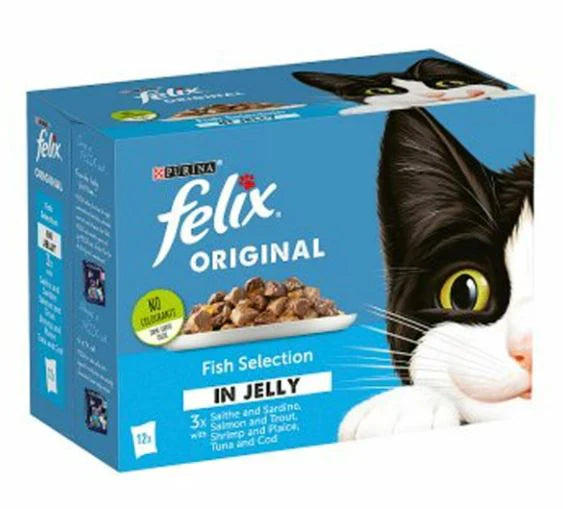 Felix Fish Selection in Jelly Wet Cat Food 12x85g Pouches - Valuepet.ie
