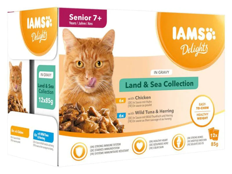 IAMS Delights With Land and sea Senior 7+ (12x85g) - Valuepet.ie