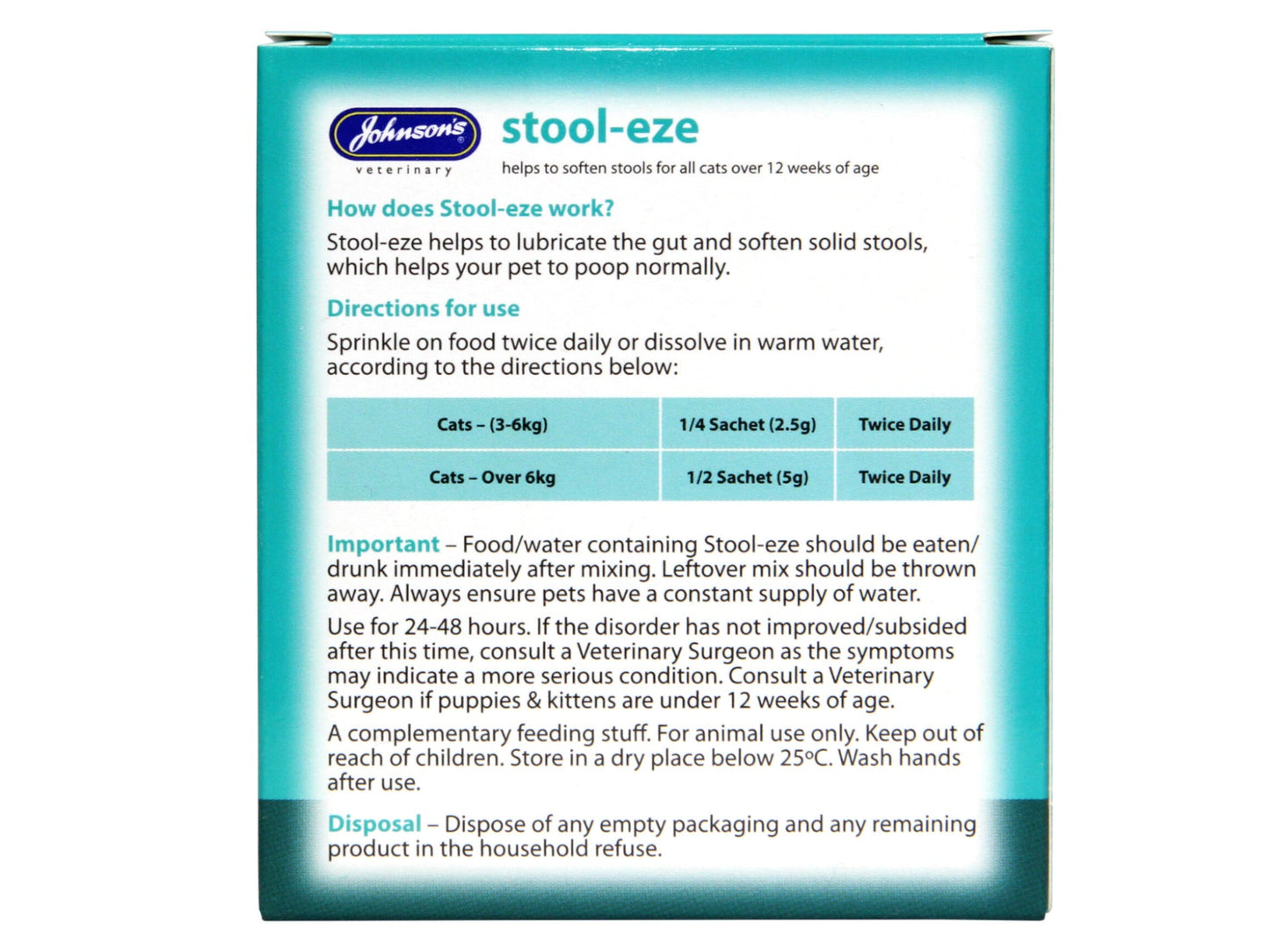 Johnsons Stool-eze for Cats - Valuepet.ie