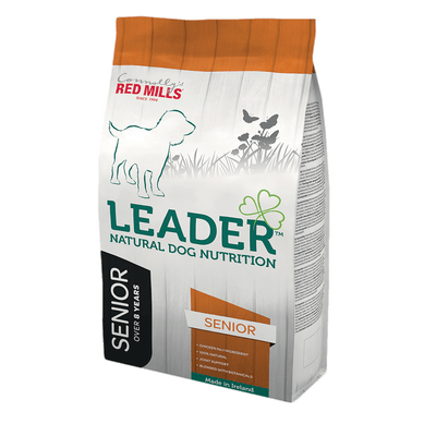 Red Mills Leader Senior Medium Breed Chicken and Rice dog food bag, front of pack