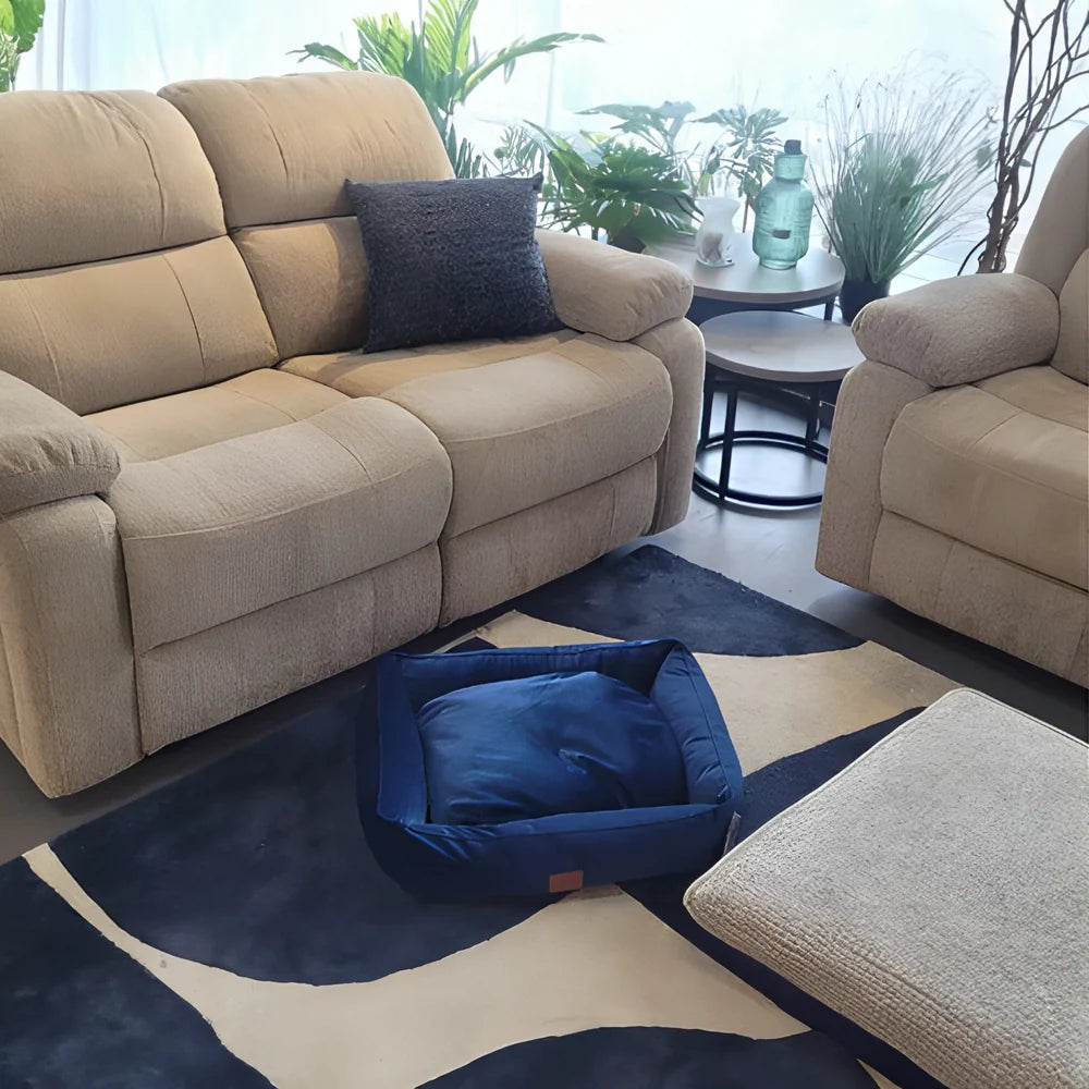 Plush Velvet Dog Bed - Blue - Valuepet.ie