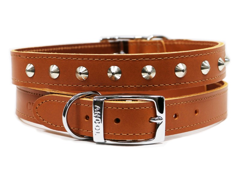 Ancol S2 Sewn Studded Collar Tan 14" S2