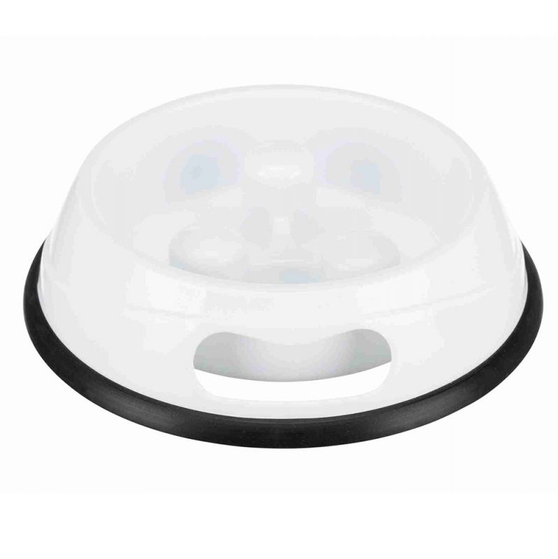 Slow Feed Plastic Dog Bowl white