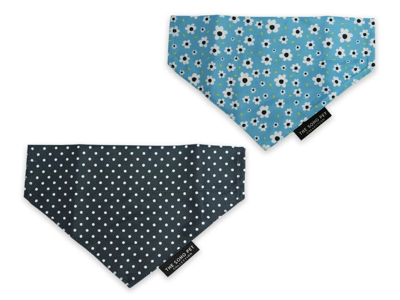 Soho Pet Bandana 2 pack Daisy/Polka dot - 100% recycled fabric - Valuepet.ie