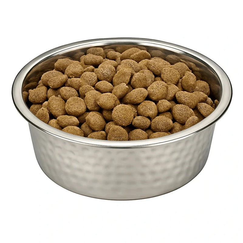 Metal dog bowl