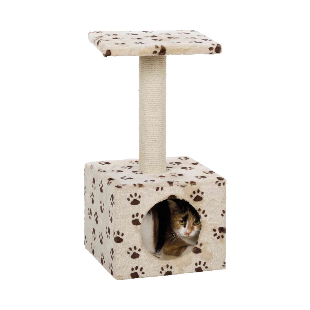Zamora Scratch Post 61cm Beige with Paws - Valuepet.ie
