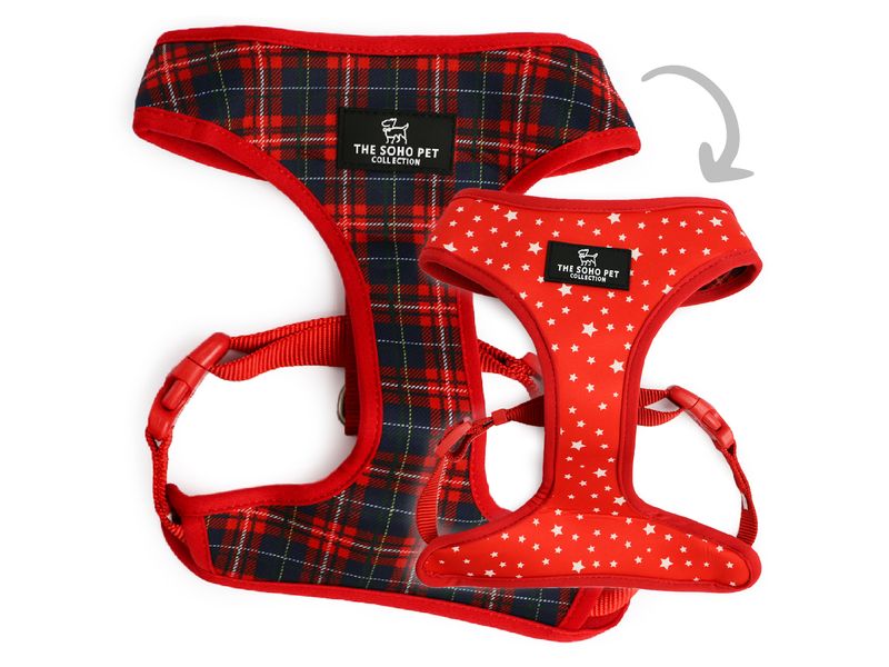 Soho Reversible Harness Tartan/Stars - Valuepet.ie