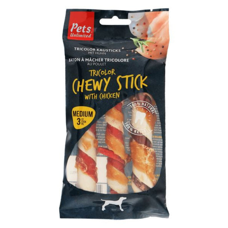 Pets Unlimited Tricolour Chicken Sticks Medium 2 piece