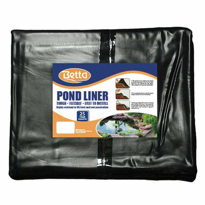 Betta PVC Pond Liner Pre Cut 4m x 4m, folded black liner with Betta label