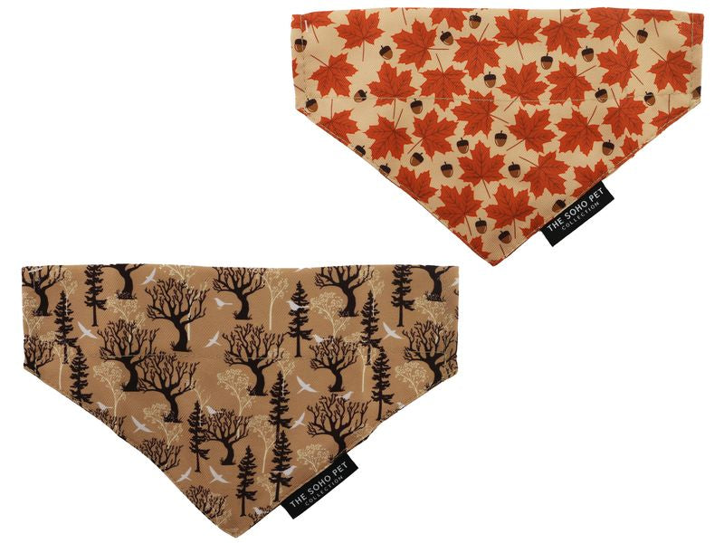 Soho Pet Bandana 2 pack Maple/Woodland - 100% recycled fabric - Valuepet.ie