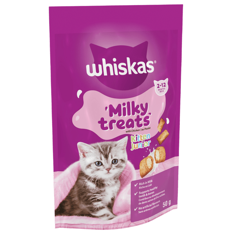 Whiskas Milky Treats kitten treats 2 to 12 months 50g pouch, front of pack