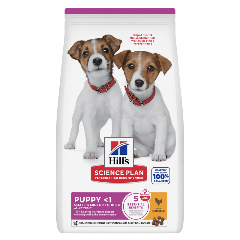 Hill's Science Plan Small & Mini Puppy dry dog food with Chicken, front of bag