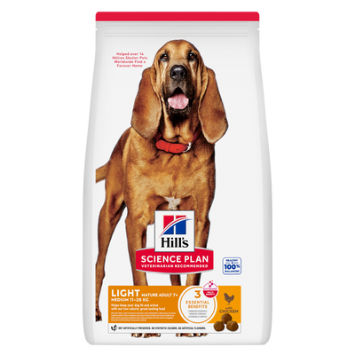 Hill's Science Plan Light Mature Adult 7+ Medium Breed dog food with chicken 14kg, front of bag