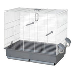 Voltrega Denso XL bird cage 614 grey with white wire, perches and covered feeders