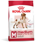 Royal Canin Medium Adult dry dog food bag for dogs 11kg to 25kg, front of pack