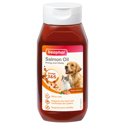 Beaphar Salmon Oil for dogs and cats 430ml bottle, front of pack