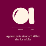 Carnilove Active adult kibble size, about 14.2mm by 5.6mm