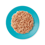 Applaws Tuna Fillet in Broth served in a blue bowl, showing flaked tuna fillet