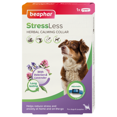 Beaphar StressLess Herbal Calming Collar for Dogs with valerian and lavender, front of pack