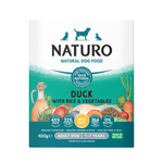 Naturo Adult Duck with Rice & Vegetables 400g wet dog food tray, front of pack