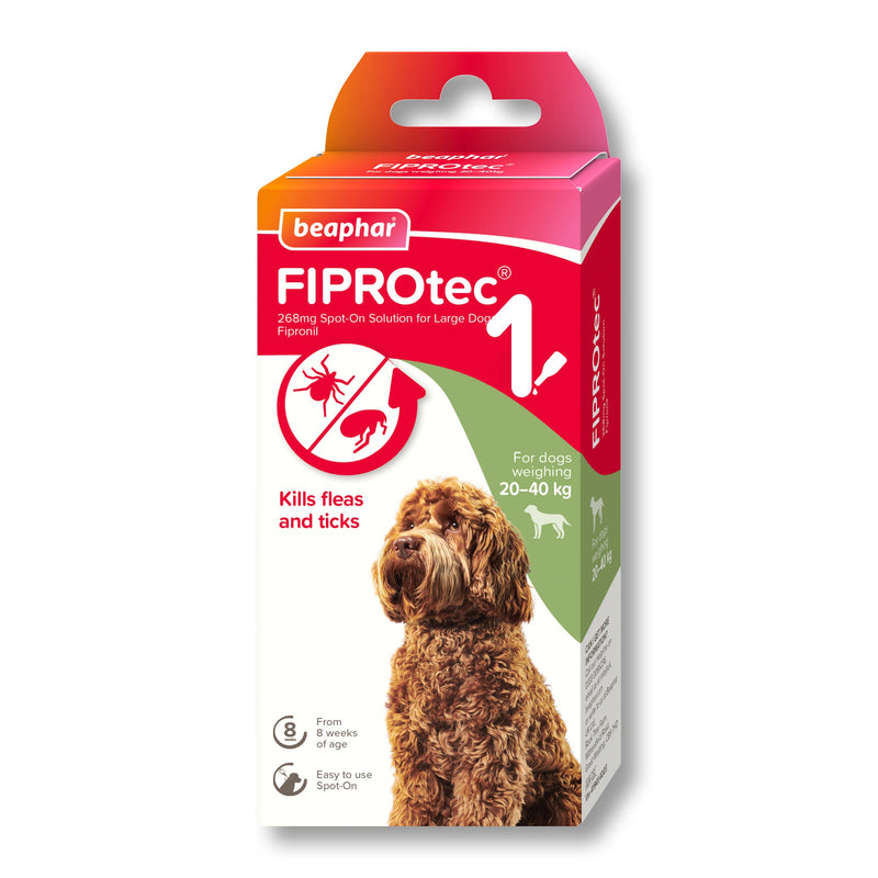 Beaphar FIPROtec Spot-On for Large Dogs 20kg to 40kg, 1 pipette pack, front