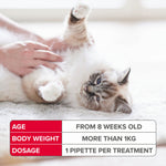 Beaphar FIPROtec cat dosage: from 8 weeks old, over 1kg, 1 pipette per treatment