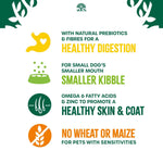 James Wellbeloved Small Breed Turkey & Rice benefits: healthy digestion, smaller kibble, skin and coat, no wheat or maize