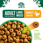 James Wellbeloved Adult Large Breed Turkey and Rice kibble in a bowl, 19mm kibble designed for large breed dogs