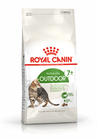 Royal Canin Outdoor 7+ dry cat food bag front