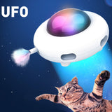 PawGuard UFO Interactive Cat Toy with Feather Teaser