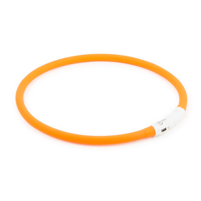 Ancol Rechargeable Safety Halo USB flashing dog band in orange