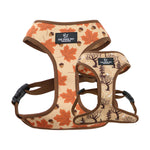 Ancol Soho reversible dog harness showing the Maple Leaf side and the Woodland side