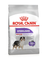 Royal Canin Medium Sterilised adult dry dog food bag, front of pack