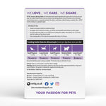 VetIQ Serene Calming Tablets box back with directions for use and twice daily feeding guide