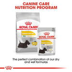 Royal Canin Mini Dermacomfort dry food and wet pouch: canine care nutrition programme