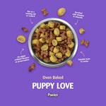 Bowl of Pointer Puppy Love oven baked biscuits: training aid or reward, enriched with vitamins and minerals, suitable from 12 weeks