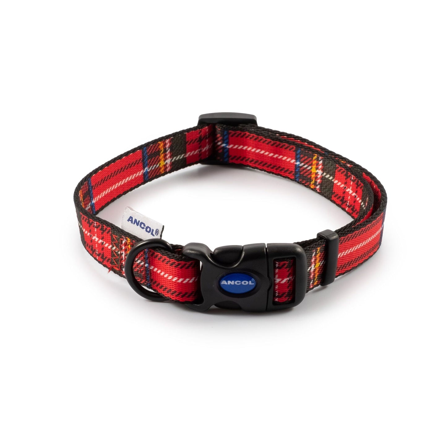 Tartan Nylon Adjustable Dog Collar Red - PetWorld