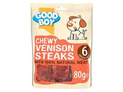 Good Boy Chewy Venison Steaks Dog Treats 80g