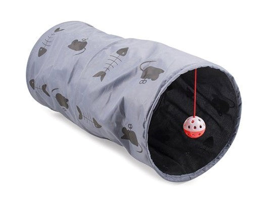 Cat Play Tunnel Grey Collapsible 50cm - Valuepet.ie