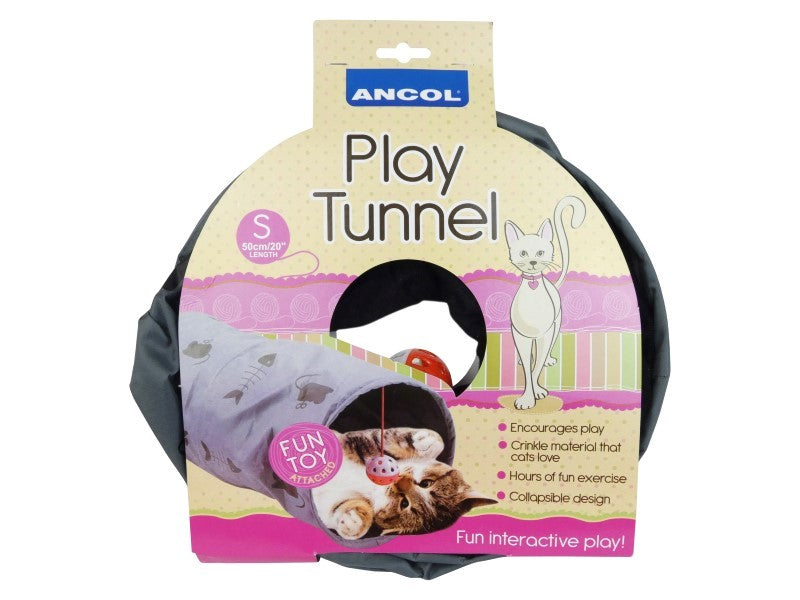 Cat Play Tunnel Grey Collapsible 50cm - Valuepet.ie